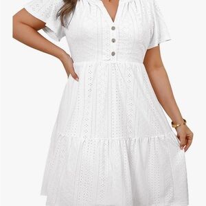 Elegant White Eyelet Dress